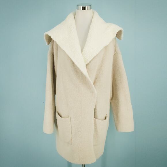 Barefoot Dreams Size XL CozyChic Shearling Drape Car Coat Snap Front Jacket - Picture 1 of 8